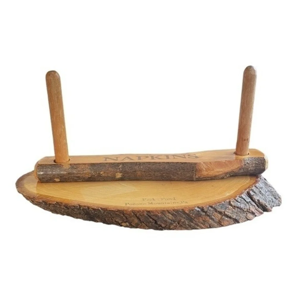 Pocono Mountains Wood Bark Napkins Holder Rustic Farmhouse Organizer 11x6